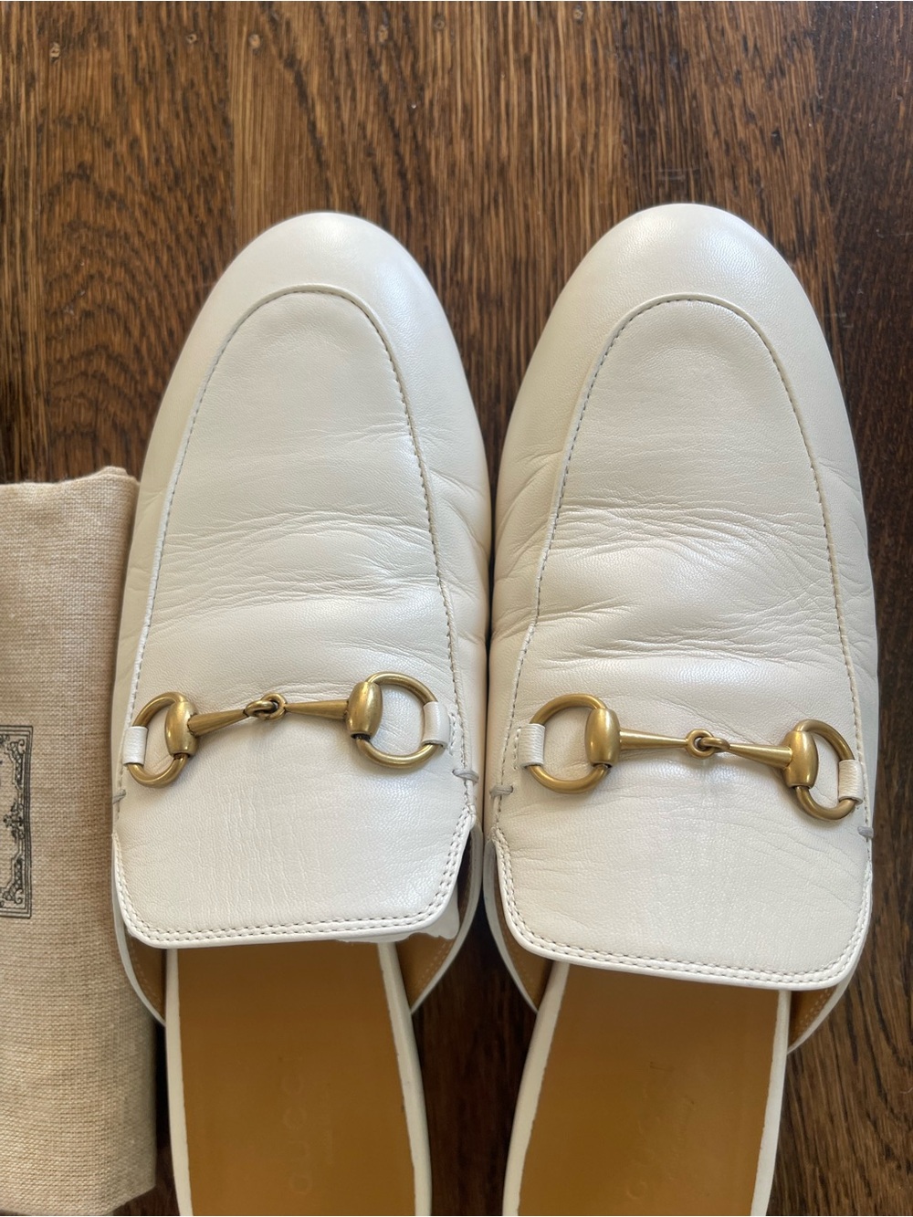 Gucci White Leather Horsebit Mules - Picture 2 of 7